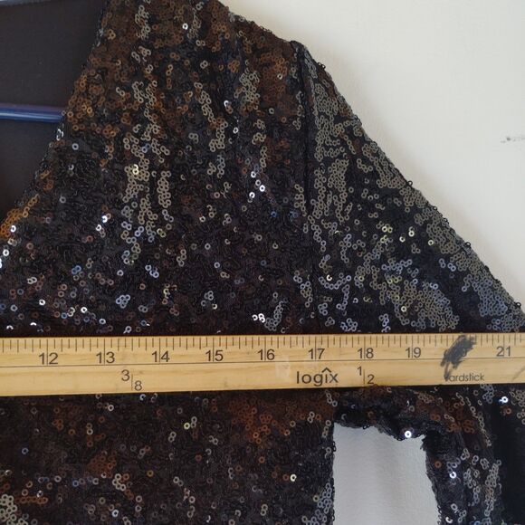 H&M Black Bodysuit with Sequins XS NWT Holiday New Years Cocktail Glam Sparkle - Picture 10 of 10